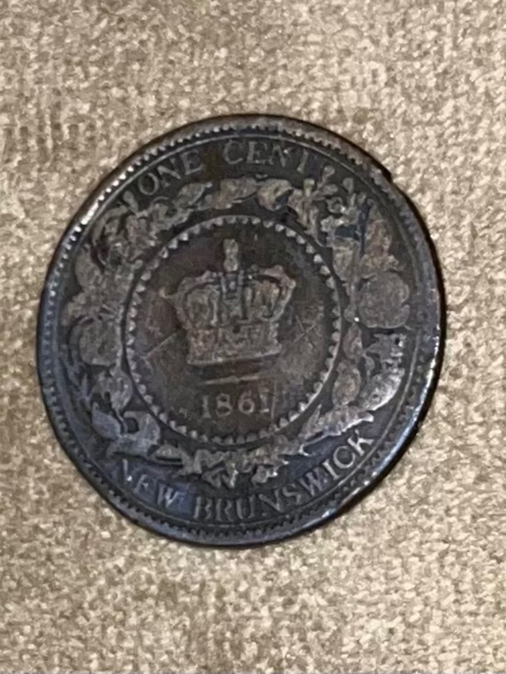 Bank of New Brunswick One Cent Token - 1861